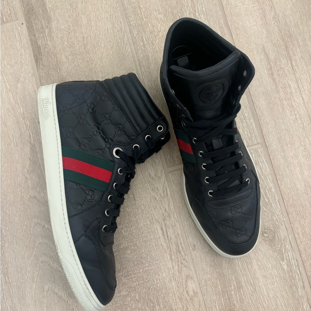 Gucci Black and Green High-Top Sneakers
